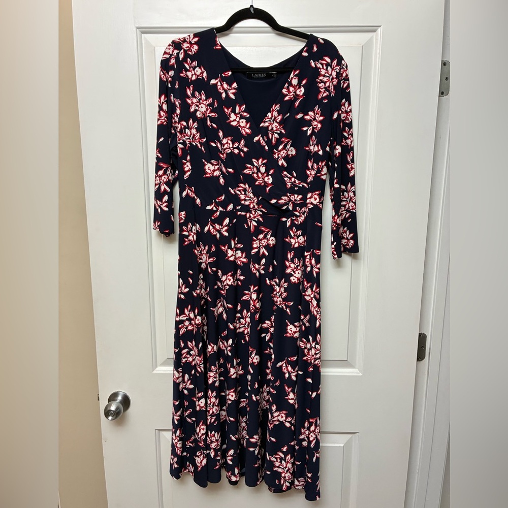 Ralph Lauren Navy Floral Long Sleeve Dress